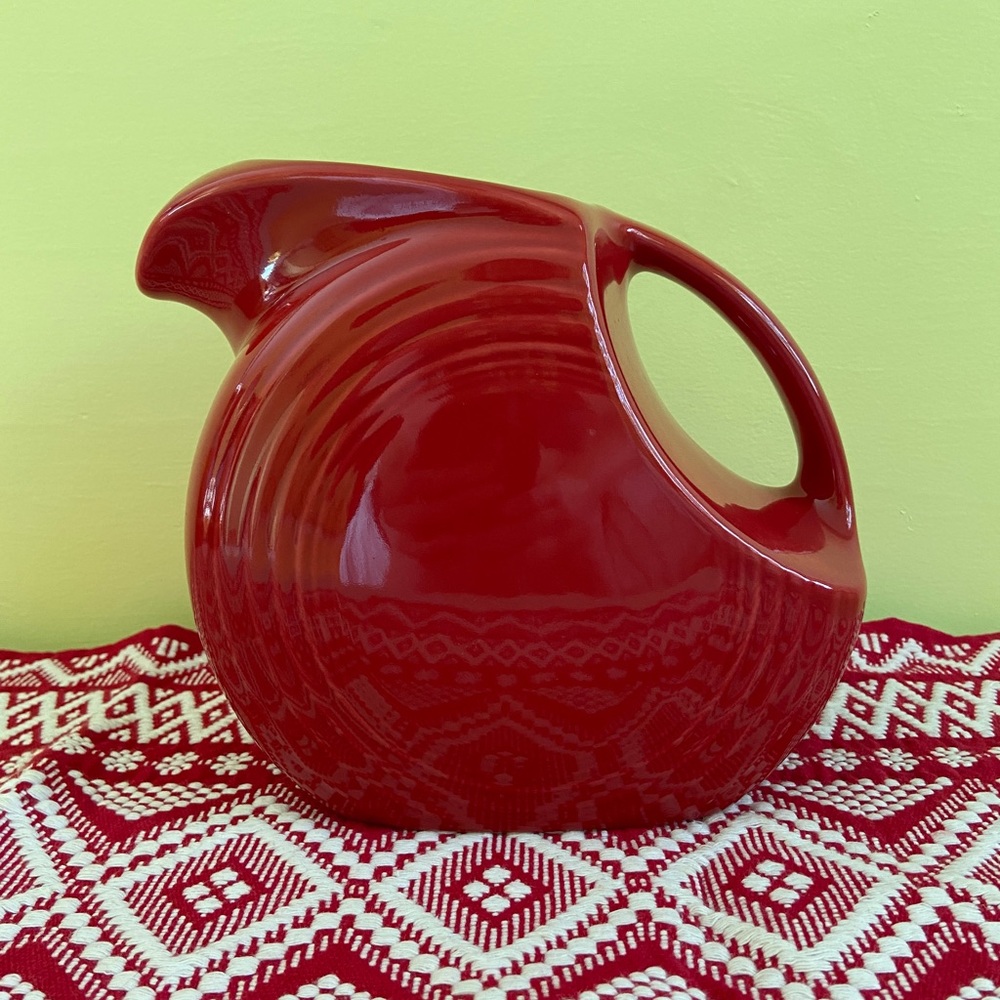 Large Fiestaware Disk Pitcher, Scarlet